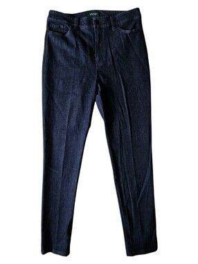 Lauren Ralph Lauren Dark Wash Side Ribbon Skinny Jeans Size 12 Tuxedo Stripe
